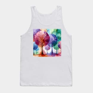 Colorful Pink Purple Pastel Abstract Trees Tank Top